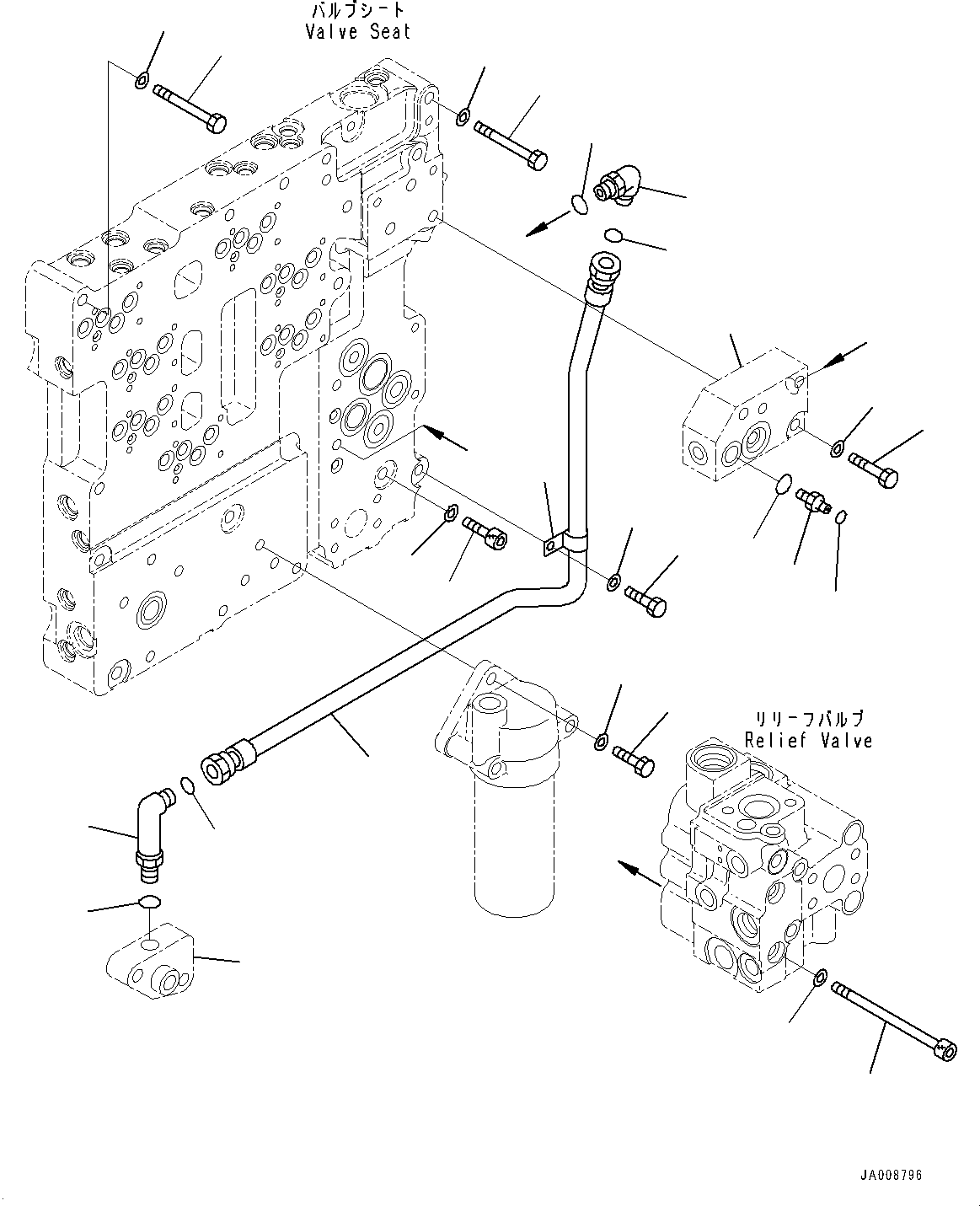 Wheel Loaders Komatsu / WA500-8E0 S/N H50151-UP(WA00037H) / Torque Converter and Transmission, Lubrication Relief Valve Mounting(F002026 : F4300-001026)