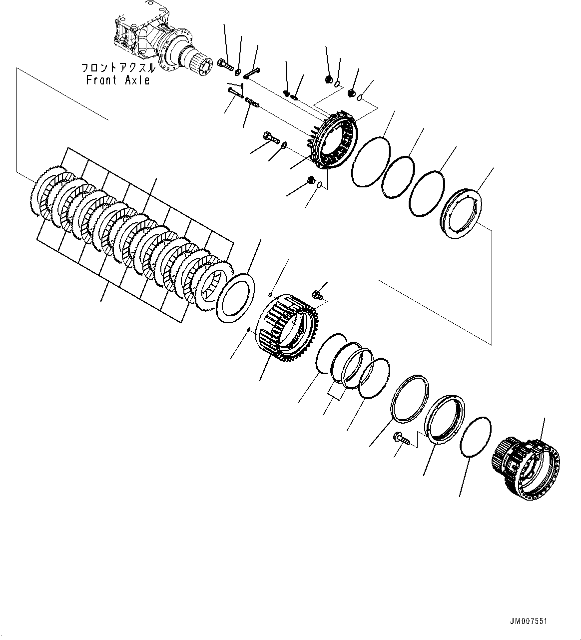 Wheel Loaders Komatsu / WA500-8E0 S/N H50151-UP(WA00037H) / Front Axle, Without Limited Slip Differential, Final Drive L.H. (1/3)(F003001 : F4400-001001)