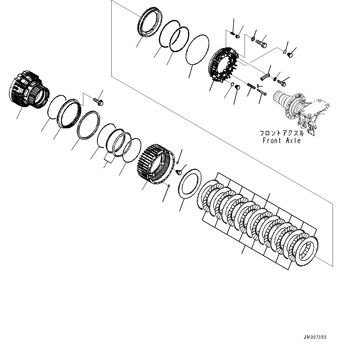 Wheel Loaders Komatsu / WA500-8E0 S/N H50151-UP(WA00037H) / Front Axle, Without Limited Slip Differential, Final Drive R.H. (1/3)(F003004 : F4400-001004)