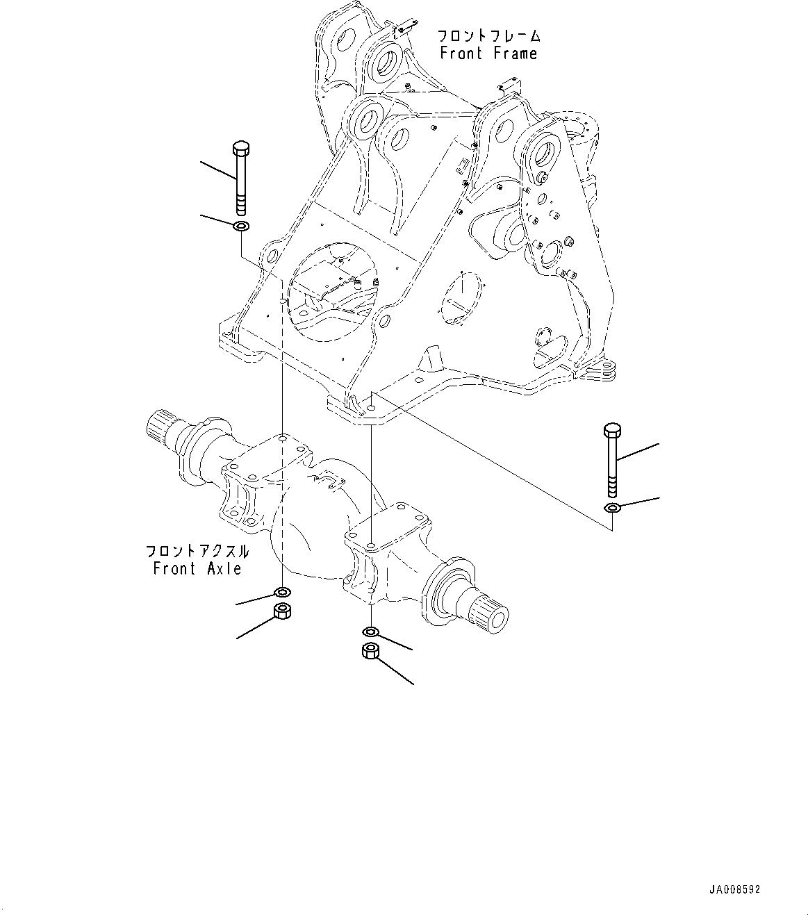 Wheel Loaders Komatsu / WA500-8E0 S/N H50151-UP(WA00037H) / Front Axle, Limited Slip Differential, Mounting Parts(F005011 : F4400-003011)
