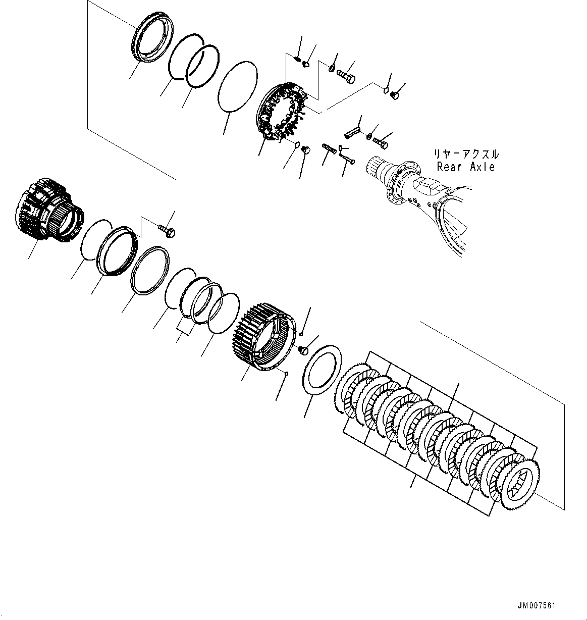 Wheel Loaders Komatsu / WA500-8E0 S/N H50151-UP(WA00037H) / Rear Axle, Without Limited Slip Differential, Final Drive R.H. (1/3)(F006001 : F4500-001001)