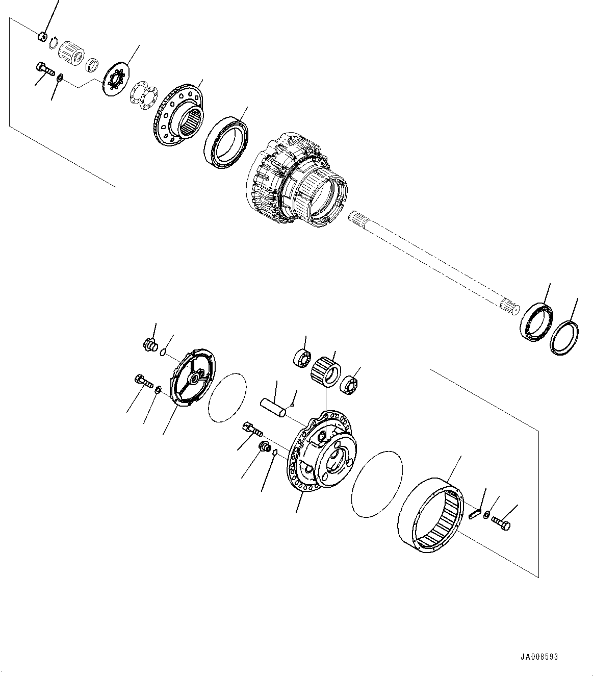 Wheel Loaders Komatsu / WA500-8E0 S/N H50151-UP(WA00037H) / Rear Axle, Limited Slip Differential, Final Drive R.H. (2/3)(F008002 : F4500-003002)
