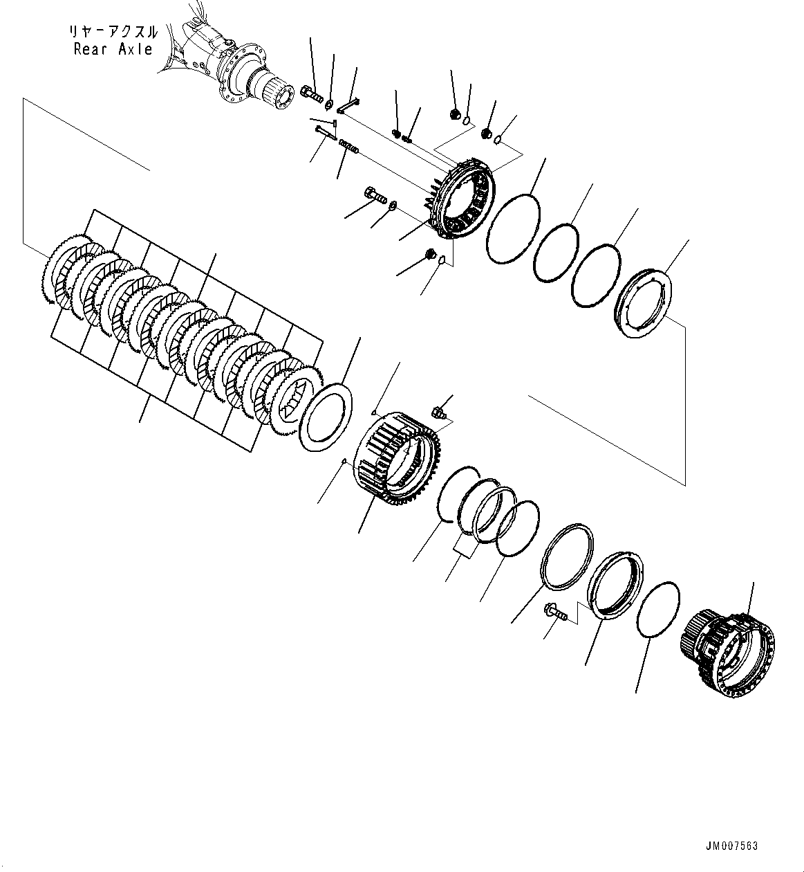 Wheel Loaders Komatsu / WA500-8E0 S/N H50151-UP(WA00037H) / Rear Axle, Limited Slip Differential, Limited Slip Differential, Final Drive L.H. (1/3)(F008004 : F4500-003004)