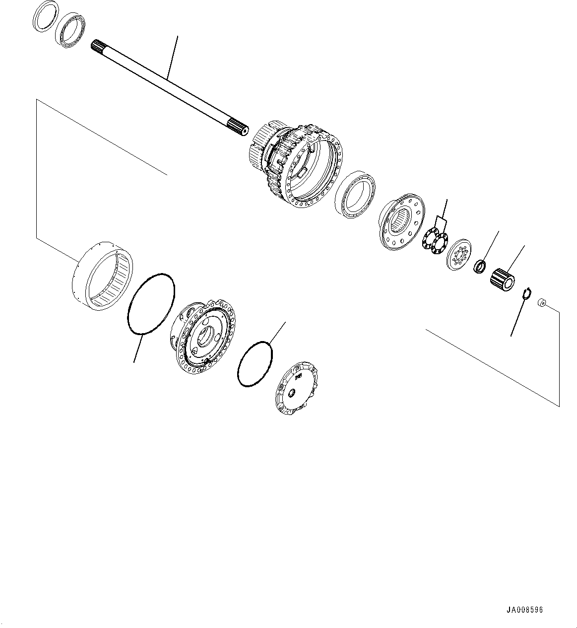 Wheel Loaders Komatsu / WA500-8E0 S/N H50151-UP(WA00037H) / Rear Axle, Without Limited Slip Differential, Final Drive L.H. (3/3)(F006006 : F4500-001006)