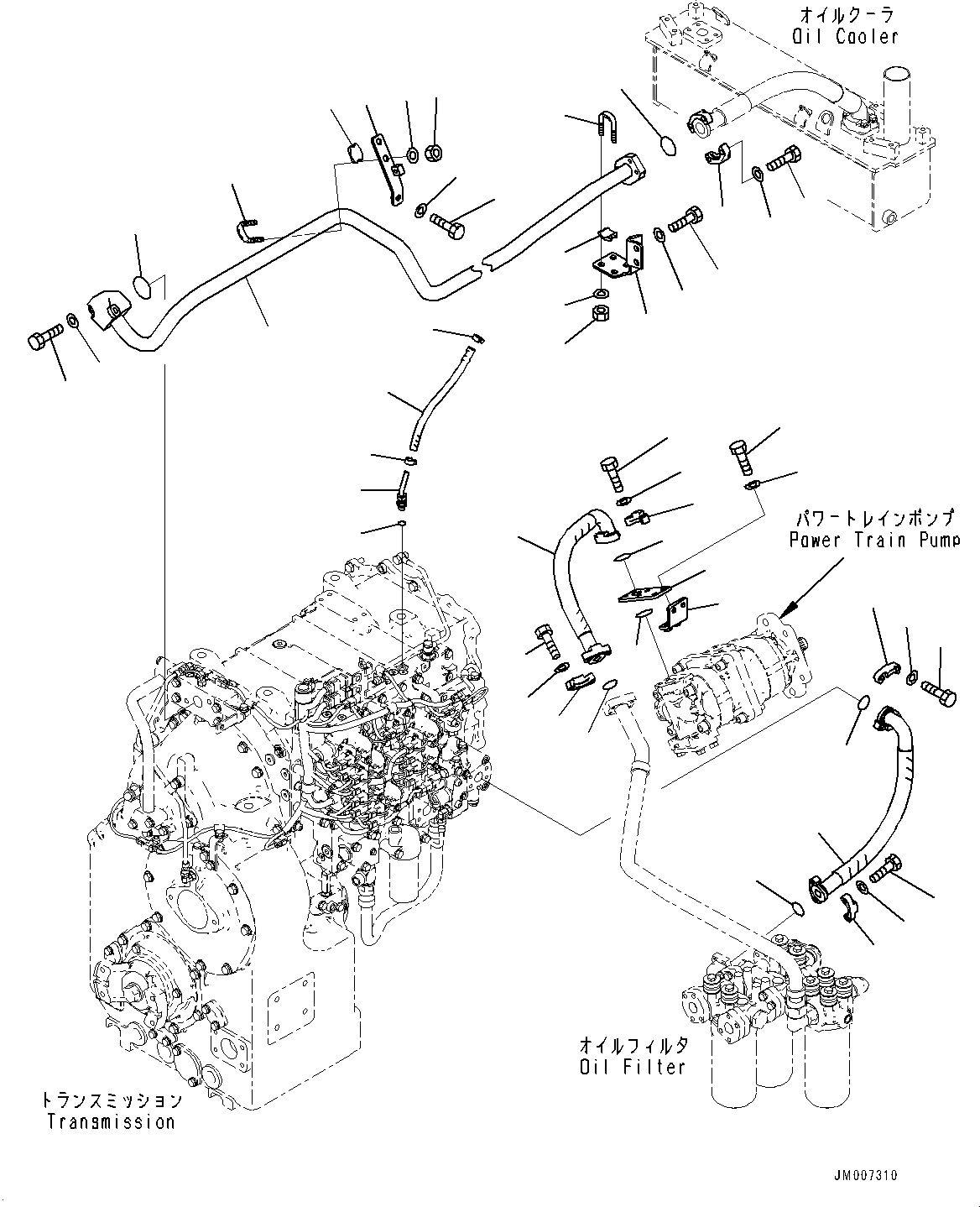 Wheel Loaders Komatsu / WA500-8E0 S/N H50151-UP(WA00037H) / Torque Converter and Transmission Oil Piping, Piping (2/2)(F009005 : F4700-001005)