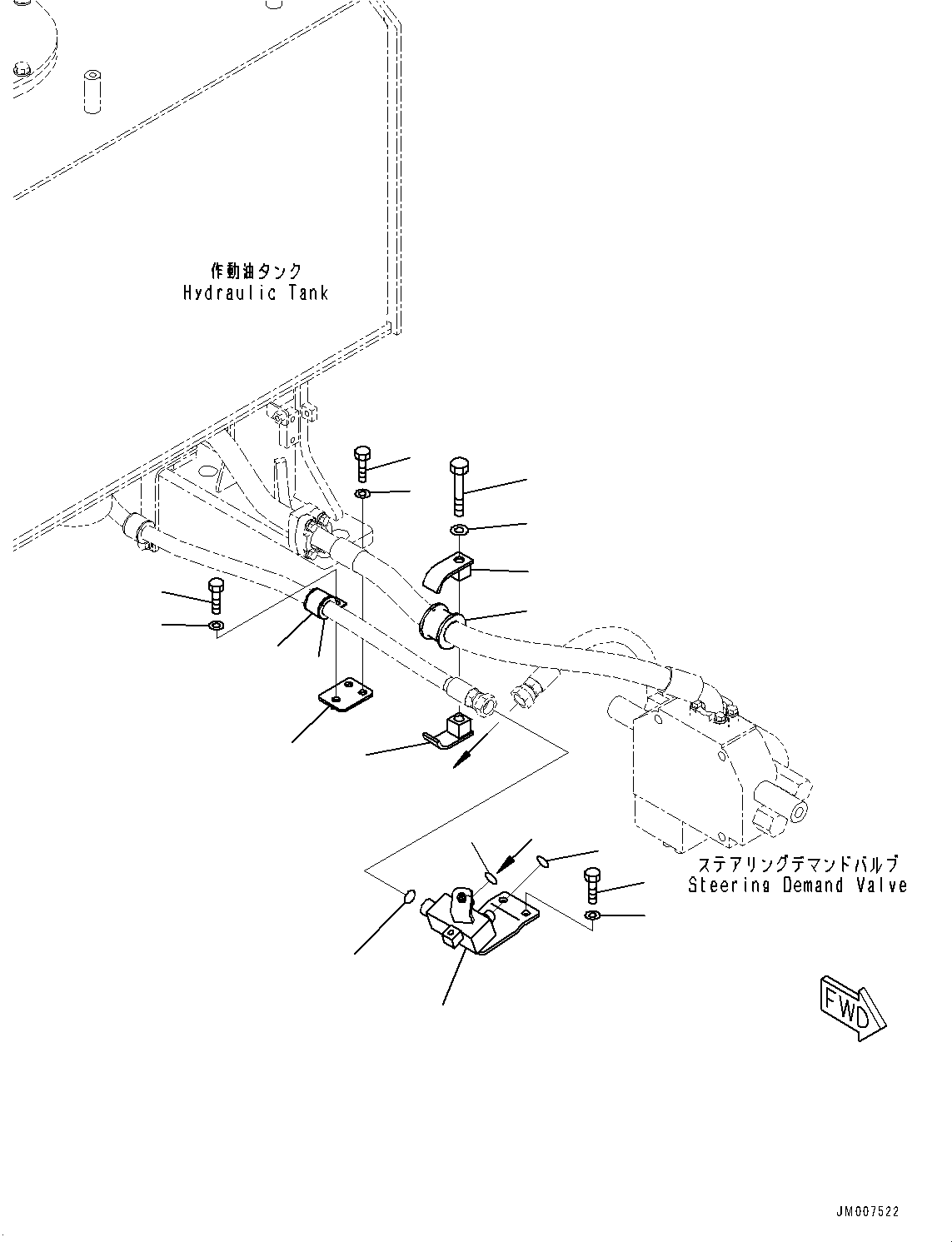 Wheel Loaders Komatsu / WA500-8E0 S/N H50151-UP(WA00037H) / Steering Oil Piping, Return Piping, Block(H024006 : H4410-001006)
