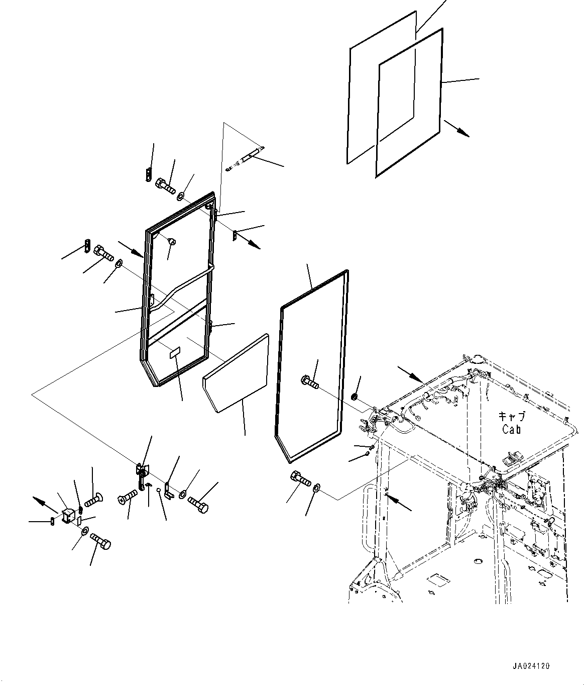 Wheel Loaders Komatsu / WA320-8E0 S/N H70551-UP(WA00038H) / ROPS Cab, for Joystick Steering, Door, R.H.(K006005 : K0210-002005)
