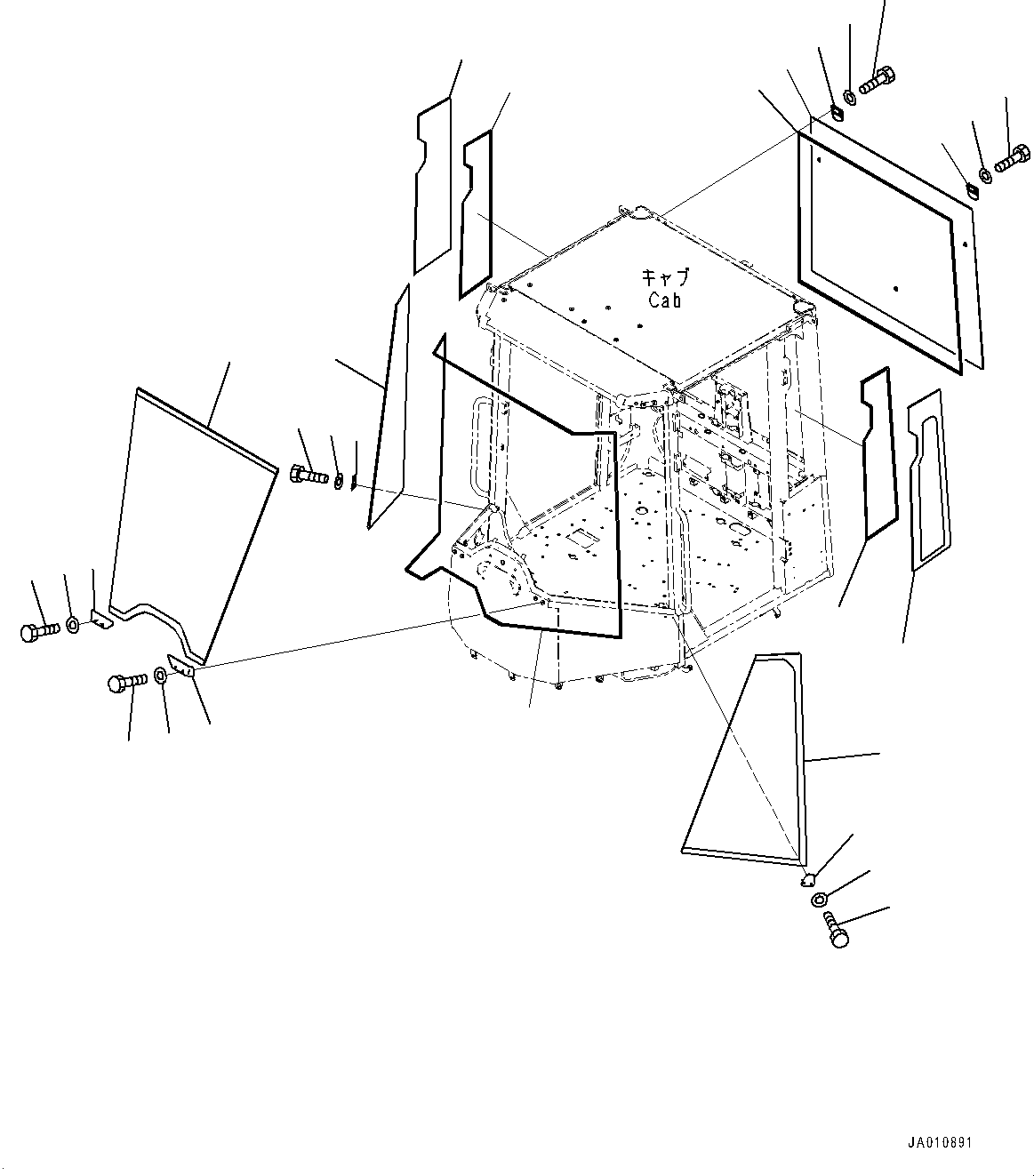 Wheel Loaders Komatsu / WA320-8E0 S/N H70551-UP(WA00038H) / ROPS Cab, for Joystick Steering, Glass Window(K006007 : K0210-002007)