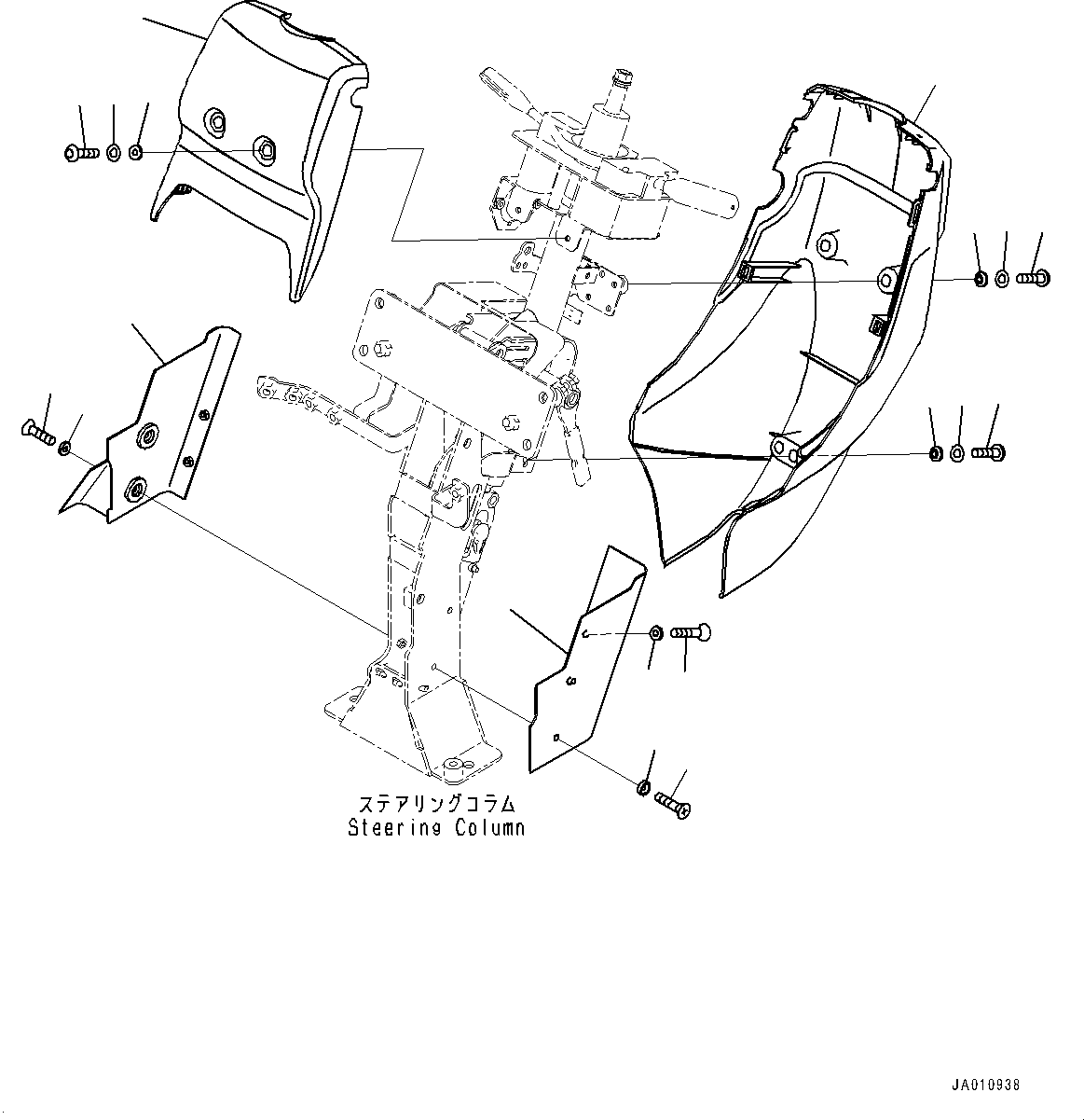 Wheel Loaders Komatsu / WA320-8E0 S/N H70551-UP(WA00038H) / ROPS Cab, for Joystick Steering, Steering Column Cover(K006034 : K0210-002034)