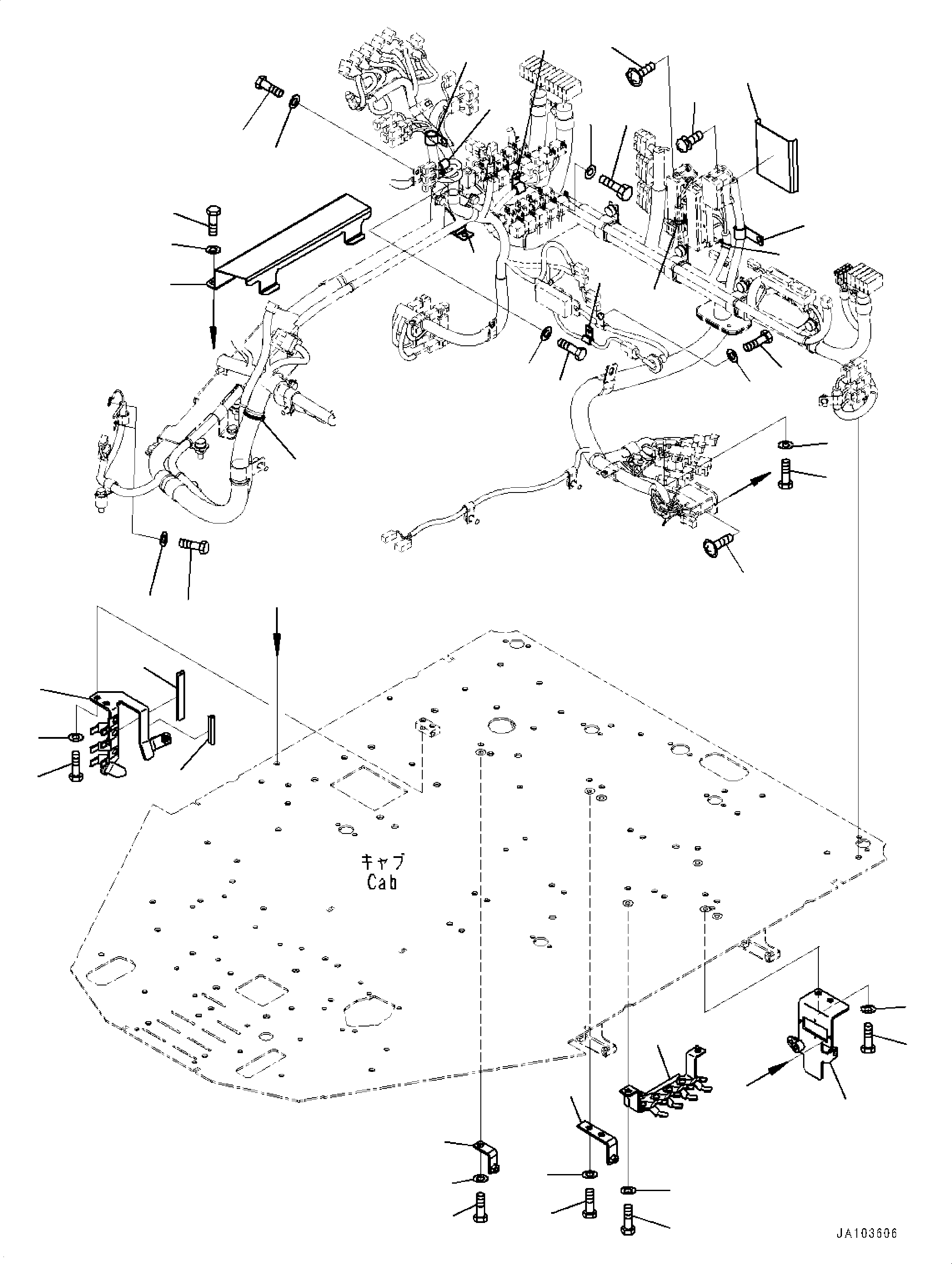 Wheel Loaders Komatsu / WA320-8E0 S/N H70551-UP(WA00038H) / ROPS Cab, Floor Wiring Harness Mounting (2/2)(K005042 : K0210-001042)