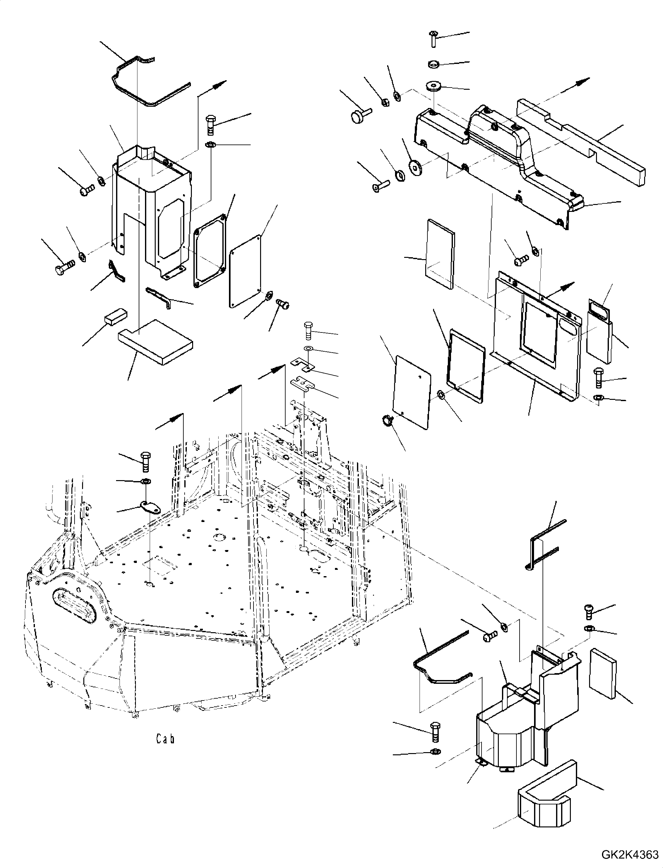 Wheel Loaders Komatsu / WA320-8E0 S/N H70551-UP(WA00038H) / ROPS Cab, for Joystick Steering, Rear Cover(K006046 : K0210-002046)
