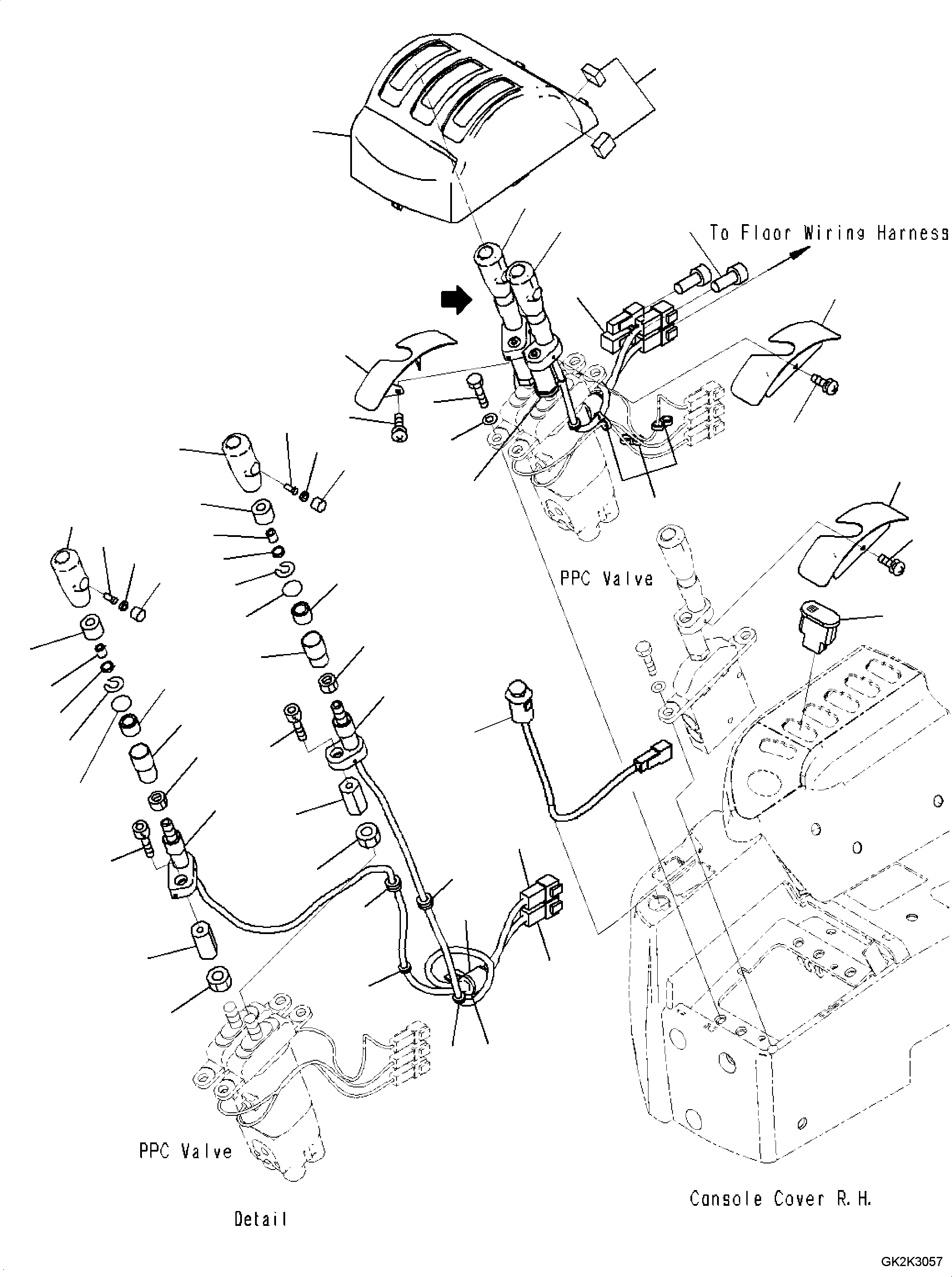 Wheel Loaders Komatsu / WA320-8E0 S/N H70551-UP(WA00038H) / Loader Control Unit, with 3-Lever, for Joystick Steering, Lever (1/2)(K017002 : K4202-003002)