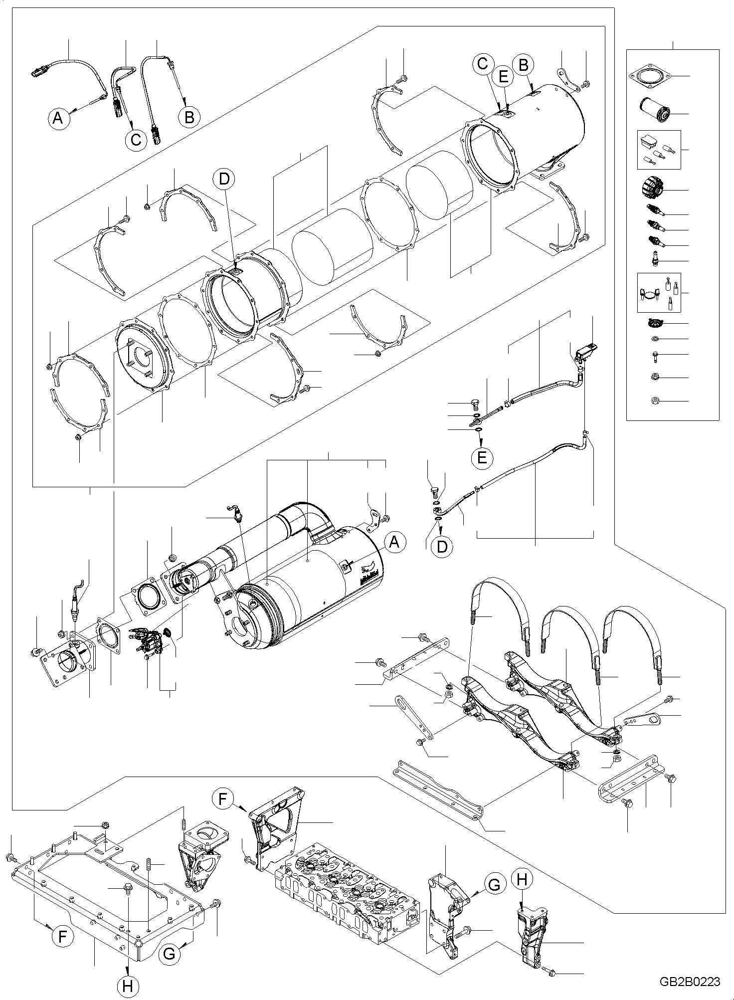 Wheel Loaders Komatsu / WA100M-8 S/N H11051 - UP(WA100M8) / EXHAUST SYSTEM, EXHAUST SYSTEM, INNER PARTS(B4300-001002 : B4300-001002)