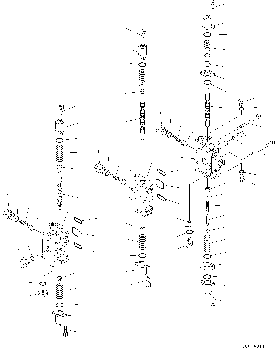 Wheel Loaders Komatsu / WA200-6 Highlift S/N H00051 - Up(WA200HL) / HYDRAULIC CONTROL VALVE (3-SPOOL VALVE) (ECSS) (INNER PARTS) (1/2)(H0-9 : H0120-003001)