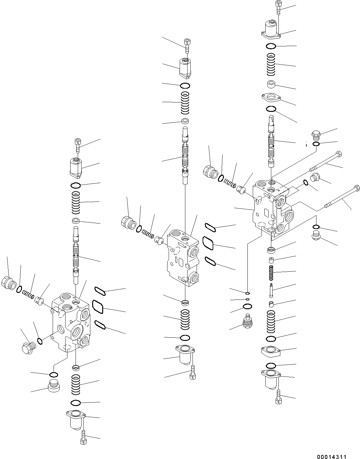 Wheel Loaders Komatsu / WA200-6 Highlift S/N H00051 - Up(WA200HL) / HYDRAULIC CONTROL VALVE (3-SPOOL VALVE) (INNER PARTS) (1/2)(H0-12 : H0120-004001)
