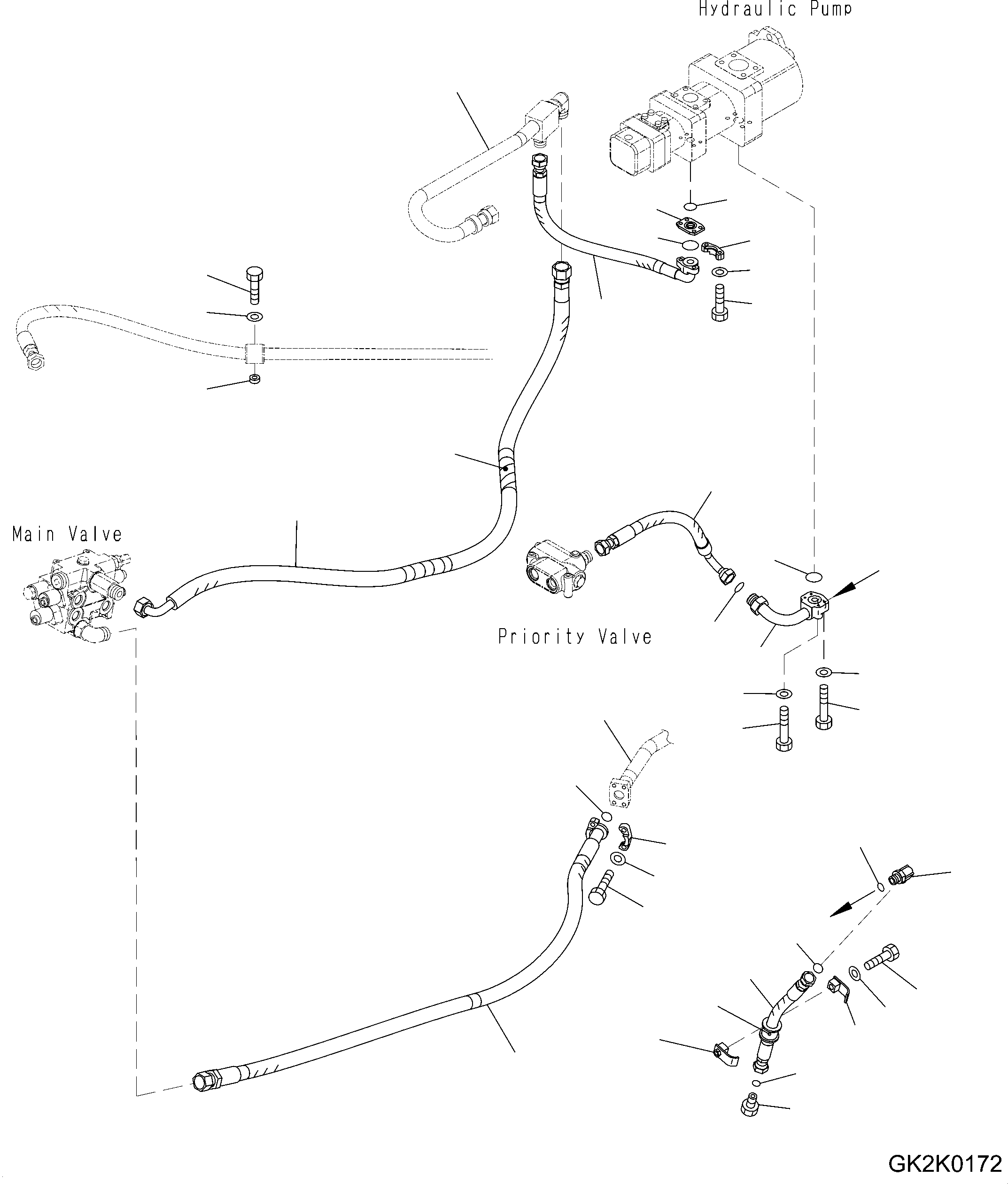 Wheel Loaders Komatsu / WA200-6 Highlift S/N H00051 - Up(WA200HL) / HYDRAULIC PIPING (2-SPOOL VALVE) (ECSS) (STEERING DRAIN PIPING)(H0-46 : H4200-032001)