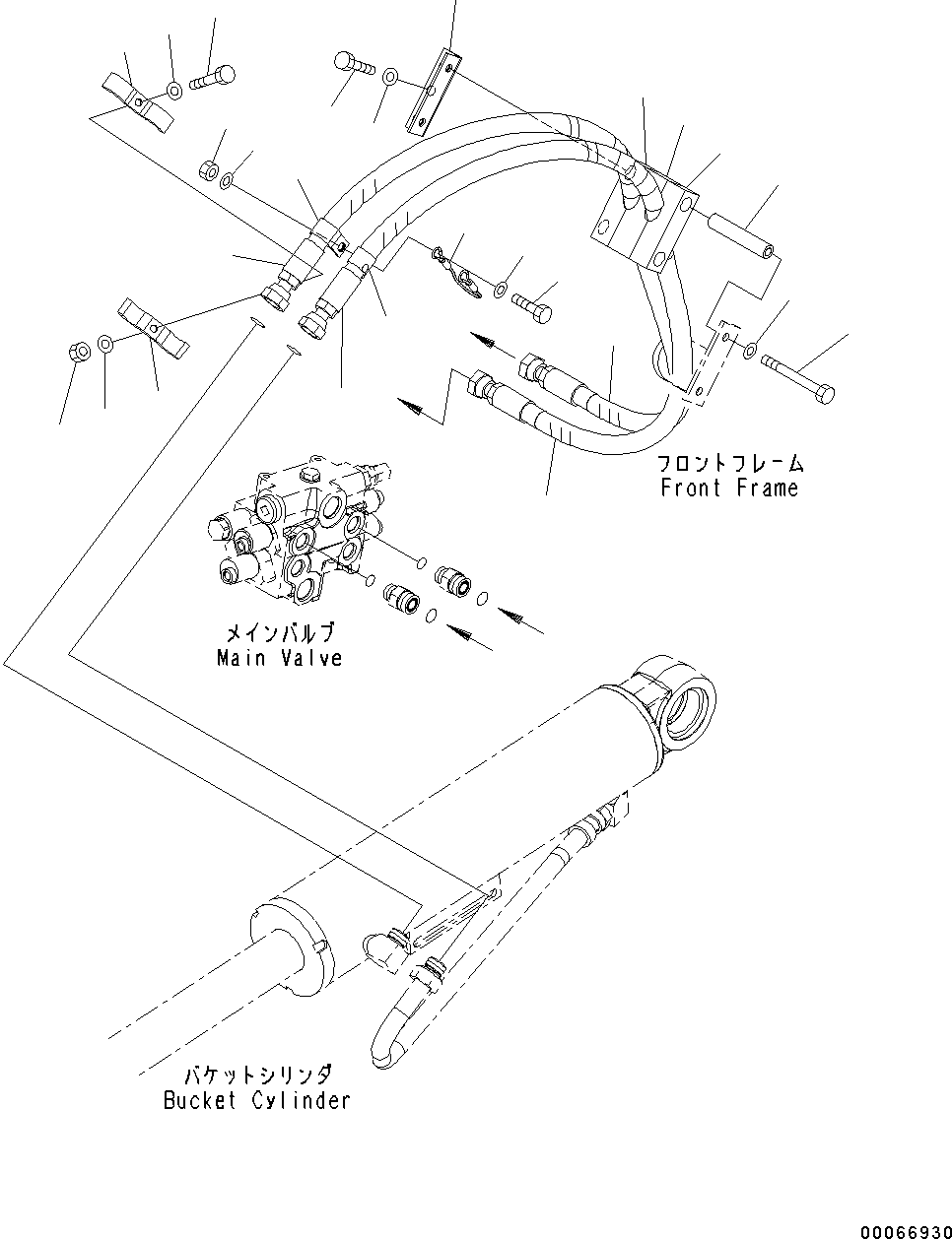 Wheel Loaders Komatsu / WA200-6 Highlift S/N H00051 - Up(WA200HL) / HYDRAULIC PIPING (2-SPOOL VALVE) (ECSS) (DUMP CYLINDER PIPING)(H0-48 : H4200-032003)