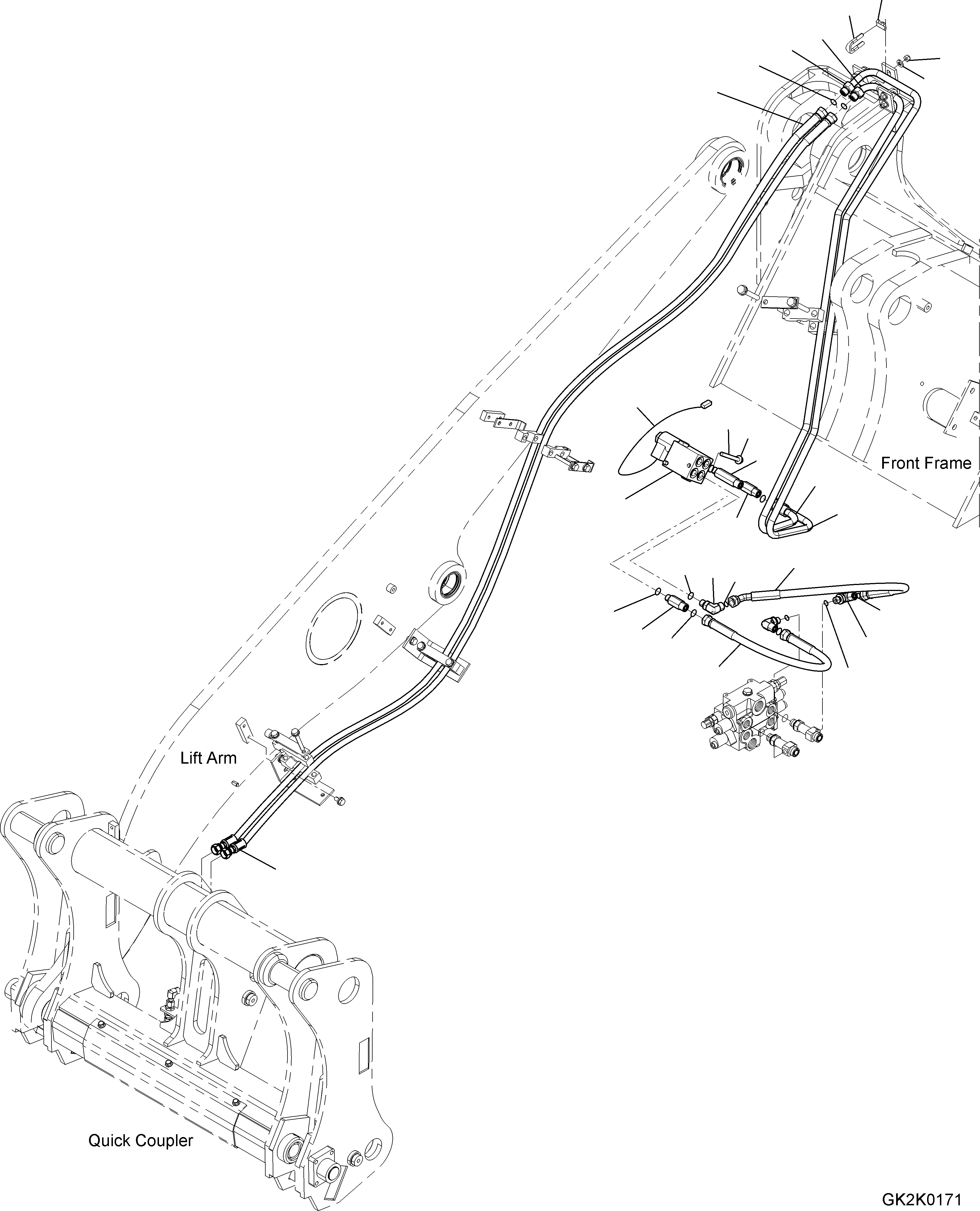 Wheel Loaders Komatsu / WA200-6 Highlift S/N H00051 - Up(WA200HL) / HYDRAULIC PIPING (2-SPOOL VALVE) (ECSS) (QUICK COUPLER PIPING)(H0-63 : H4200-032016)