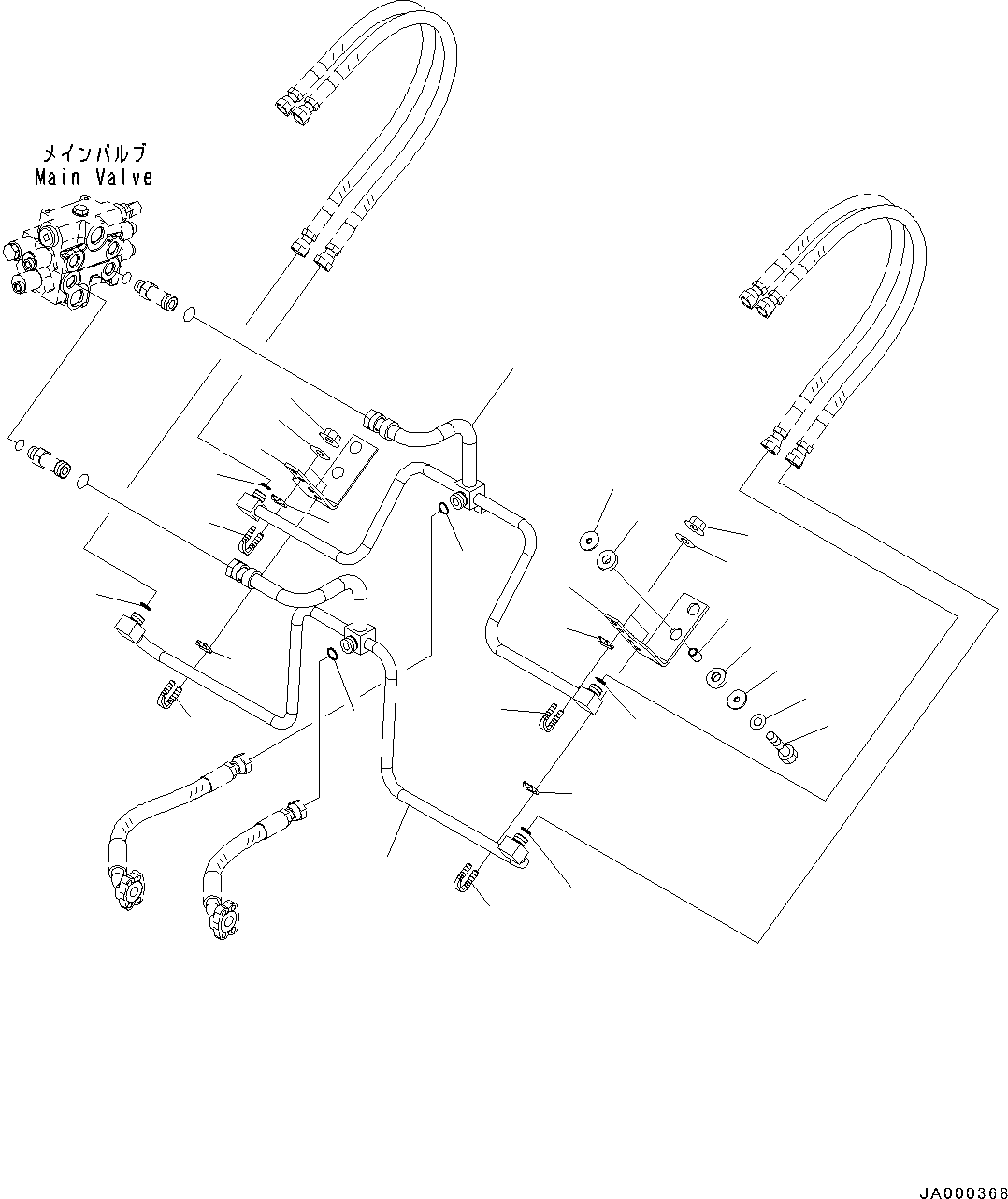 Wheel Loaders Komatsu / WA200-6 Highlift S/N H00051 - Up(WA200HL) / HYDRAULIC PIPING (2-SPOOL VALVE) (ECSS) (LIFT CYLINDER PIPING) (1/2)(H0-49 : H4200-032004)
