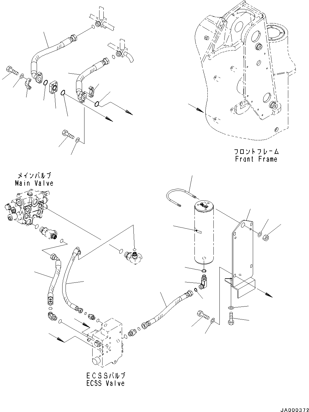 Wheel Loaders Komatsu / WA200-6 Highlift S/N H00051 - Up(WA200HL) / HYDRAULIC PIPING (2-SPOOL VALVE) (ECSS) (CIRCUIT)(H0-61 : H4200-032014)
