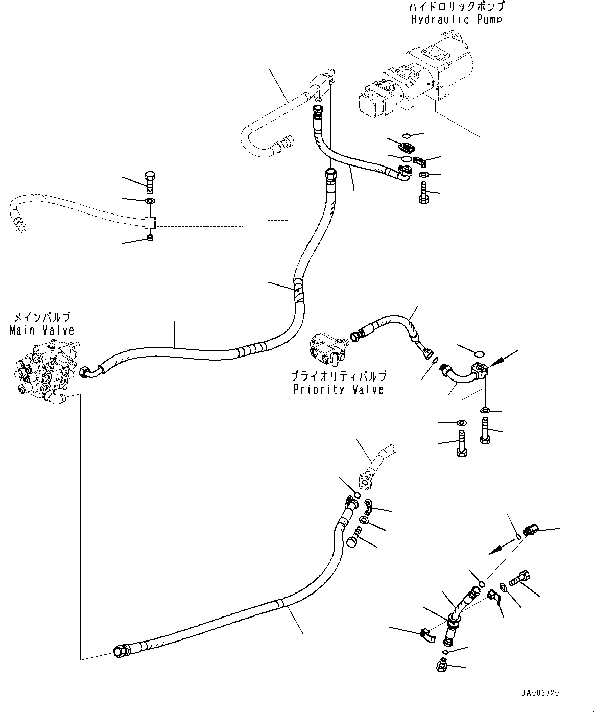 Wheel Loaders Komatsu / WA200-6 Highlift S/N H00051 - Up(WA200HL) / HYDRAULIC PIPING (3-SPOOL VALVE) (STEERING DRAIN PIPING)(H0-64 : H4200-033001)