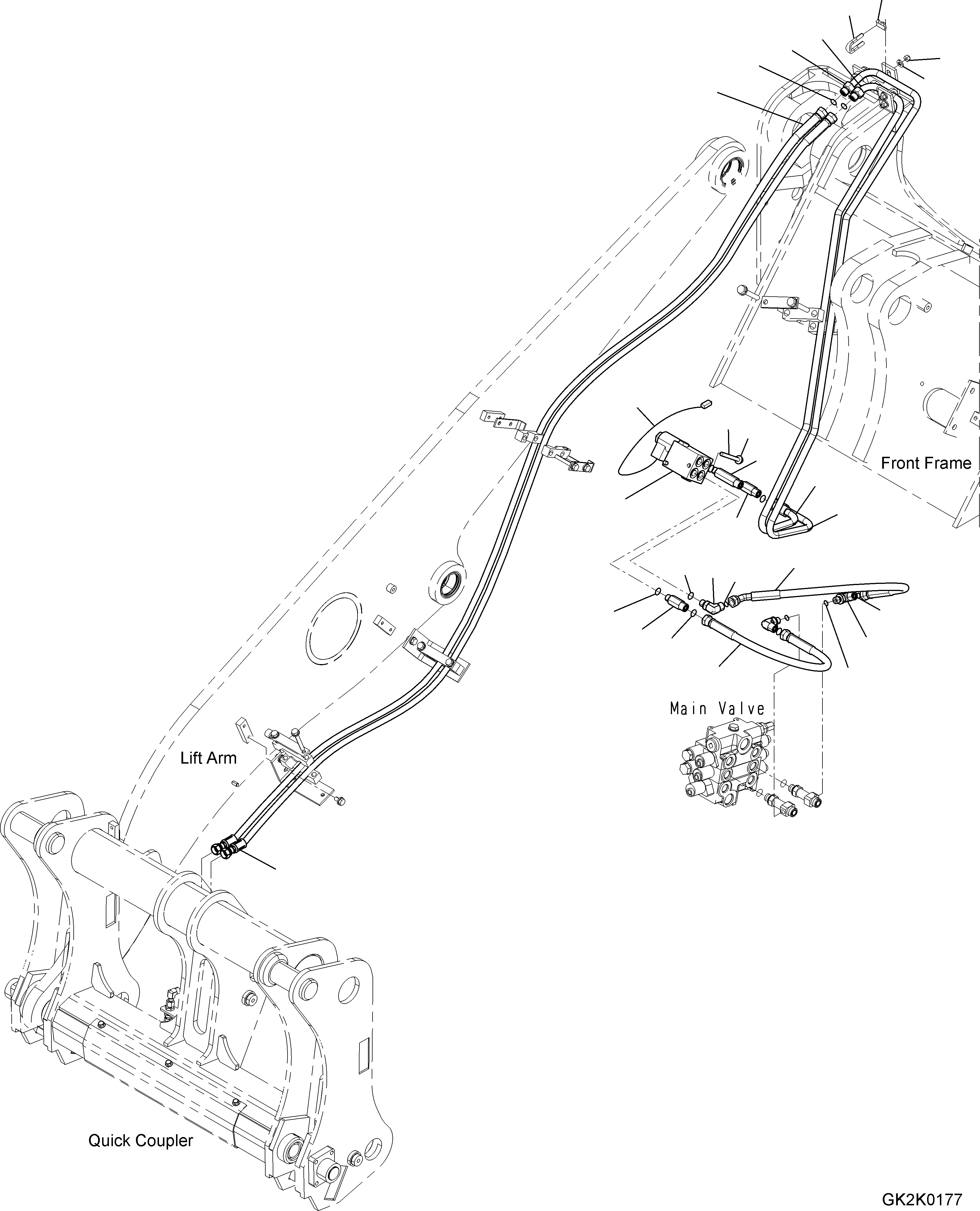 Wheel Loaders Komatsu / WA200-6 Highlift S/N H00051 - Up(WA200HL) / HYDRAULIC PIPING (3-SPOOL VALVE) (ECSS) (QUICK COUPLER PIPING)(H0-100 : H4200-034018)