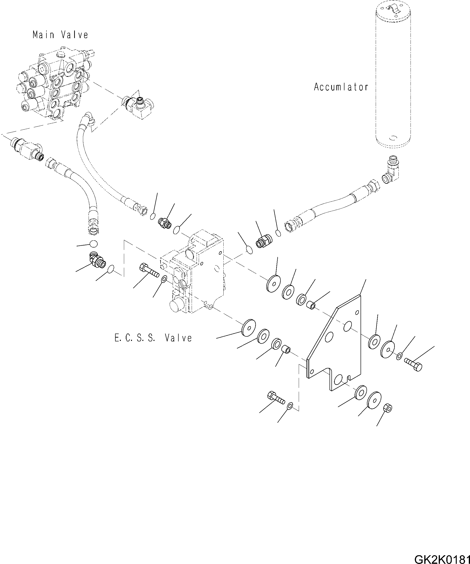 Wheel Loaders Komatsu / WA200-6 Highlift S/N H00051 - Up(WA200HL) / HYDRAULIC PIPING (3-SPOOL VALVE) (ECSS) (ECSS VALVE MOUNTING)(H0-94 : H4200-034012)
