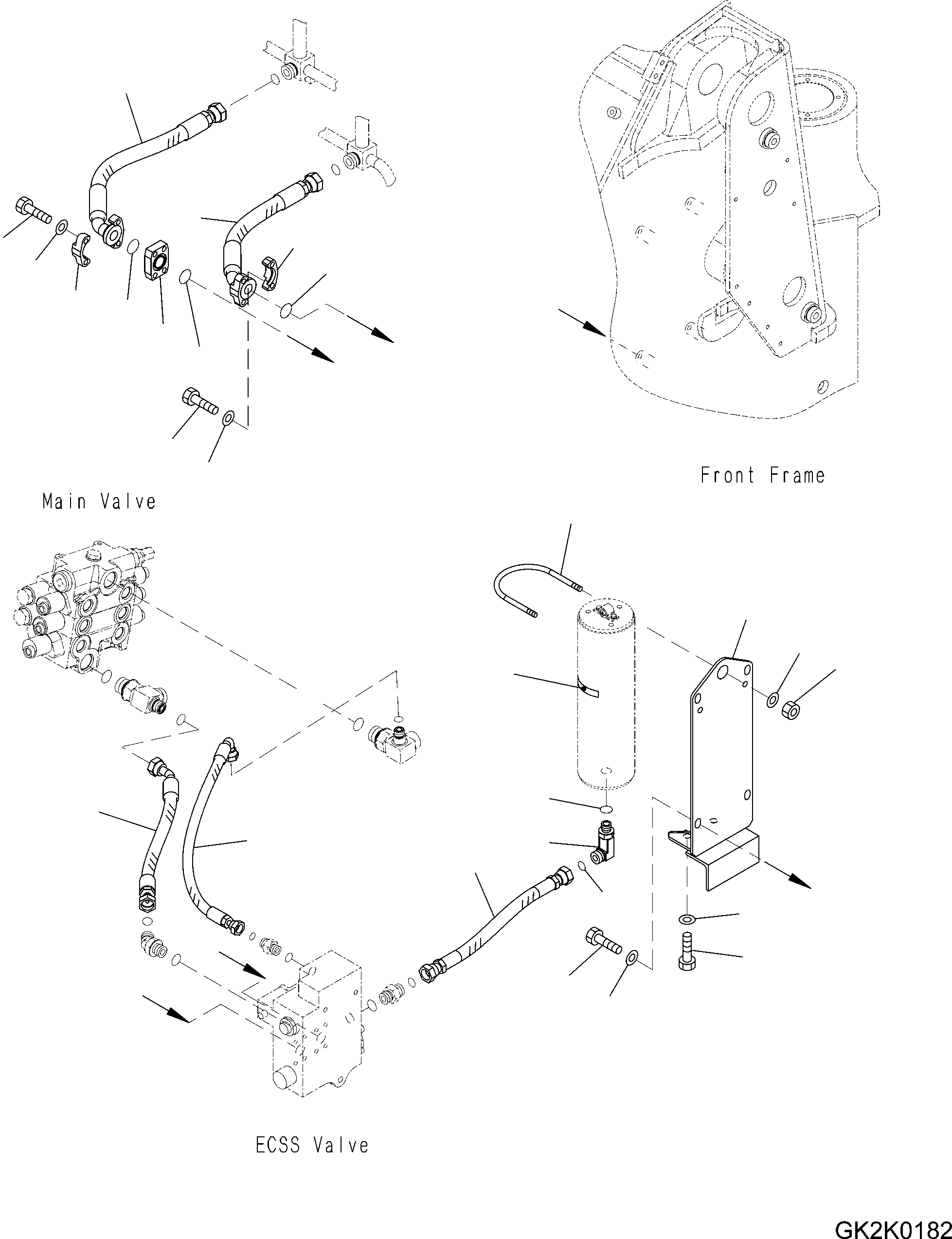 Wheel Loaders Komatsu / WA200-6 Highlift S/N H00051 - Up(WA200HL) / HYDRAULIC PIPING (3-SPOOL VALVE) (ECSS) (EMERGENCY STEERING PIPING)(H0-96 : H4200-034014)