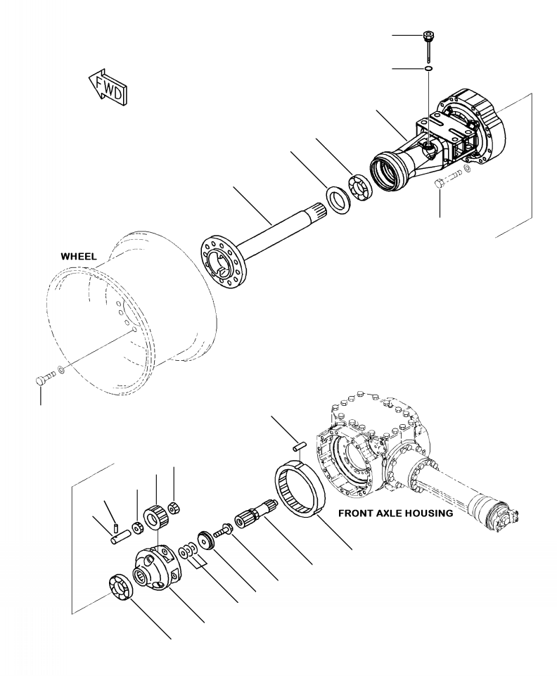Wheel Loaders Komatsu / WA250-6 S/N A76001-UP(WA250-0E) / F4400-51A0 FRONT AXLE L.H. FINAL DRIVE AND HOUSING(F-097 : F4400-51A0)