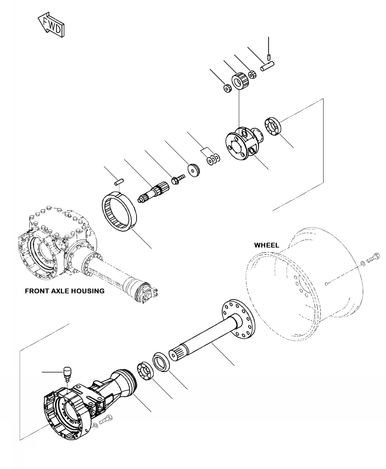 Wheel Loaders Komatsu / WA250-6 S/N A76001-UP(WA250-0E) / F4400-52A0 FRONT AXLE R.H. FINAL DRIVE AND HOUSING(F-099 : F4400-52A0)
