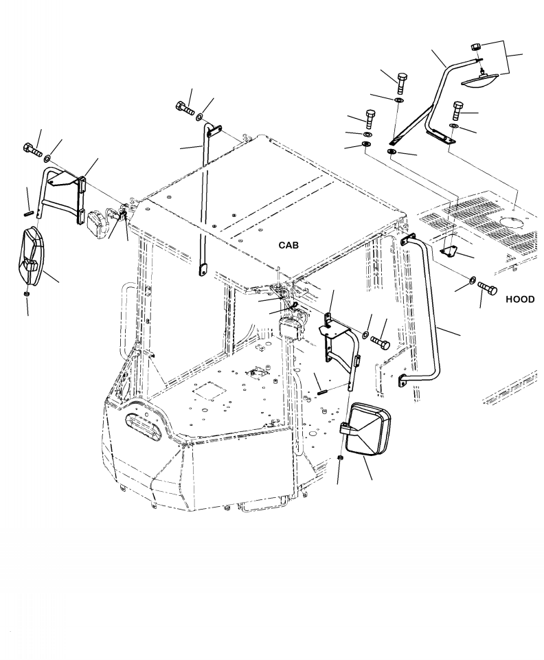 Wheel Loaders Komatsu / WA250-6 S/N A76001-UP(WA250-0E) / M4410-01A0 MIRROR ROPS CAB(M-055 : M4410-01A0)