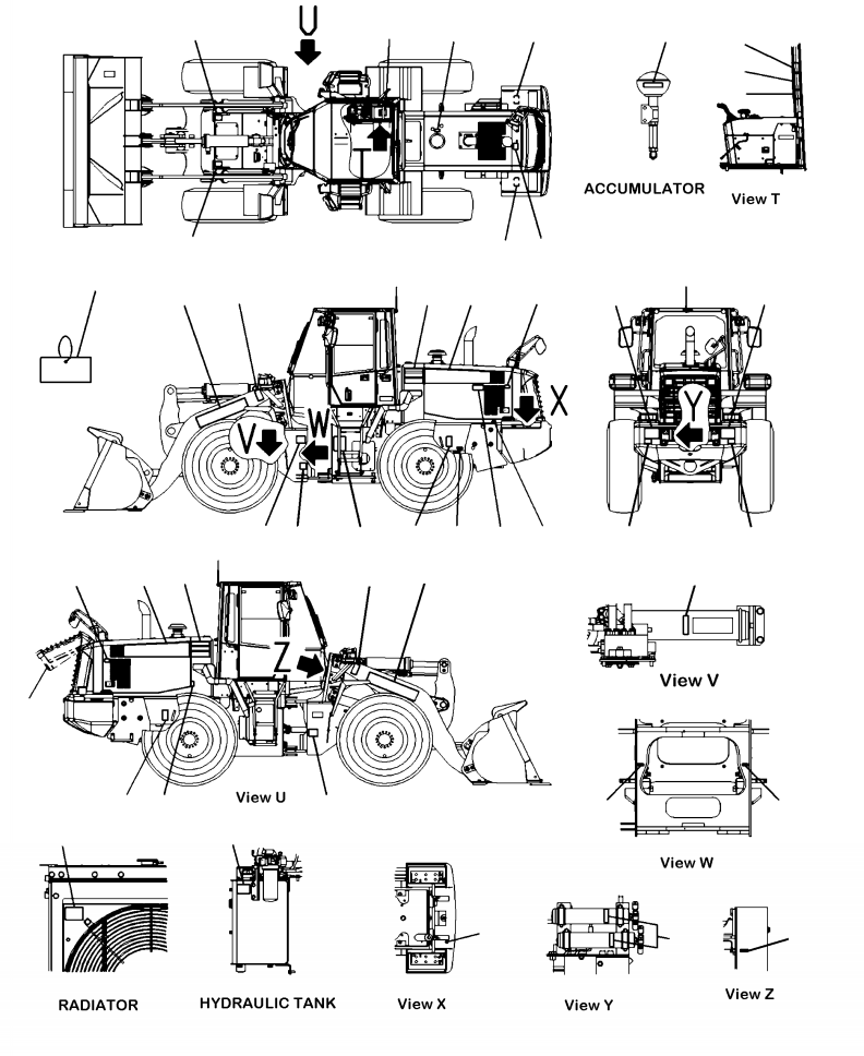 Wheel Loaders Komatsu / WA250-6 S/N A76001-UP(WA250-0E) / U0100-01A1 MARKS AND PLATES FRENCH OPTION(U-003 : U0100-01A1)