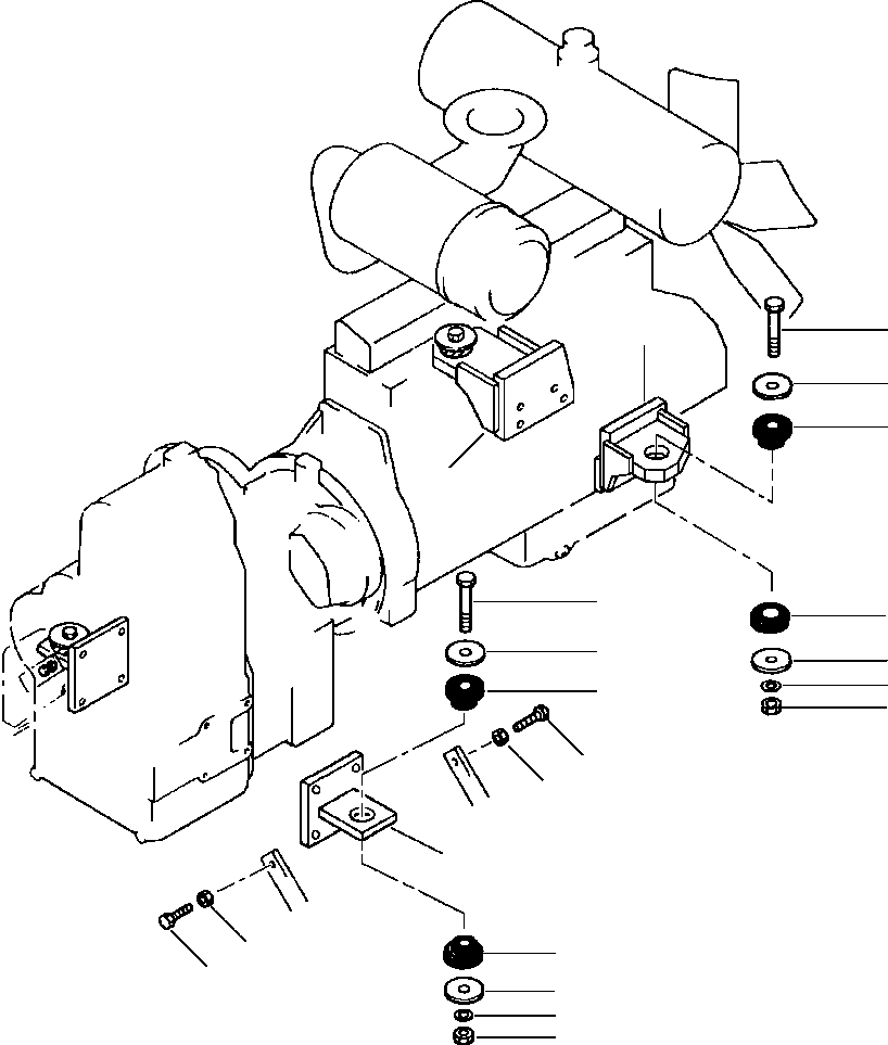 Wheel Loaders Komatsu / WA320-3L S/N A30001-UP(WA3203) / FIG. B0100-01A0 ENGINE MOUNTING PARTS(B-008 : B0100-01A0)