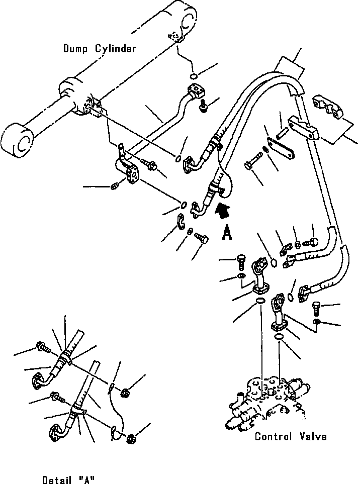 Wheel Loaders Komatsu / WA320-3L S/N A30001-UP(WA3203) / FIG. T4150-01A0 DUMP CYLINDER - HYDRAULIC PIPING(T-028 : T4150-01A0)