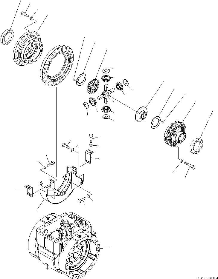 Wheel Loaders Komatsu / WA380-5L S/N A52001-UP(WA380-0E) / FRONT AXLE (DIFFERENTIAL STANDARD CASE)(150290 : F4400-04A0)