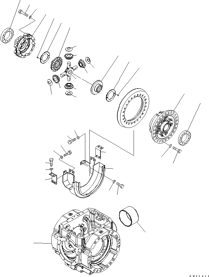 Wheel Loaders Komatsu / WA380-5L S/N A52001-UP(WA380-0E) / REAR AXLE (DIFFERENTIAL STANDARD CASE)(150380 : F4500-04A0)