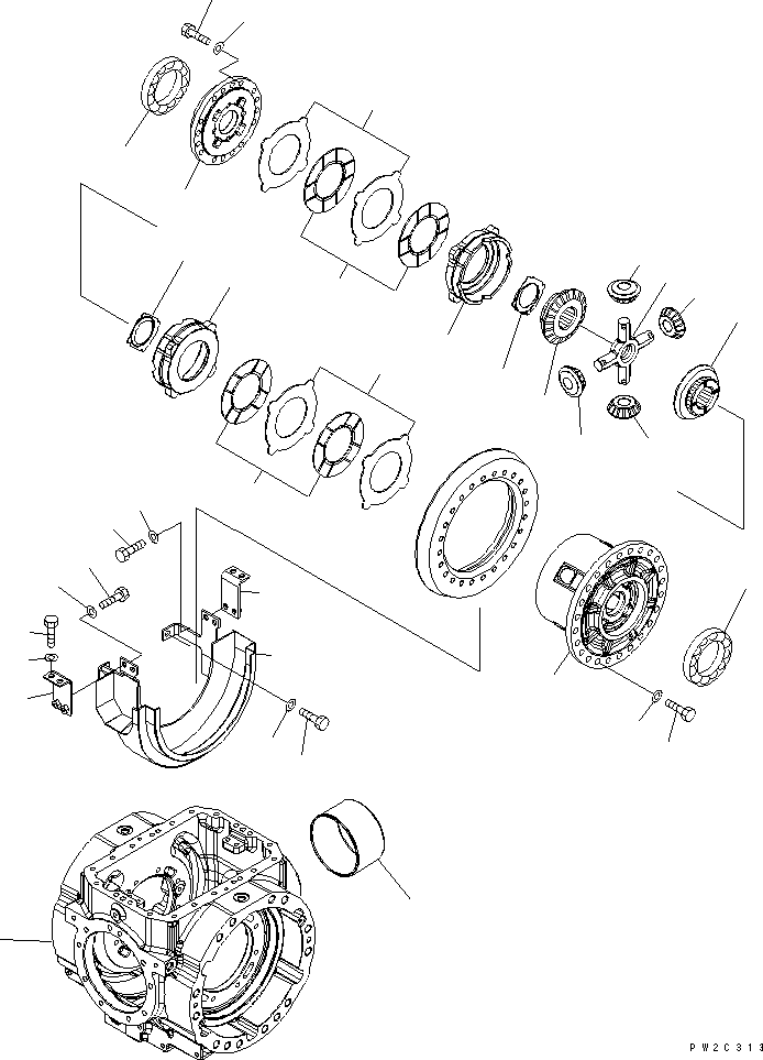 Wheel Loaders Komatsu / WA380-5L S/N A52001-UP(WA380-0E) / REAR AXLE (DIFFERENTIAL LIMITED SLIP CASE)(150390 : F4500-05A0)