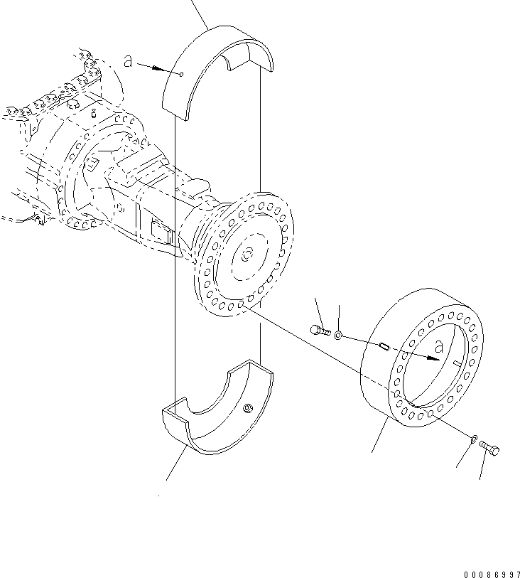 Wheel Loaders Komatsu / WA380-5L S/N A52001-UP(WA380-0E) / FRONT AXLE AND REAR AXLE (WASTE HANDLER AXLE SEAL GUARD)(150430 : F4600-01A0)