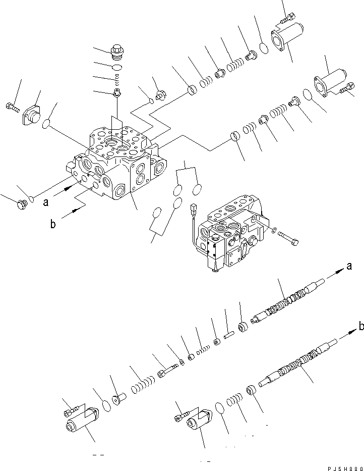 Wheel Loaders Komatsu / WA380-5L S/N A52001-UP(WA380-0E) / WORK EQUIPMENT CONTROL VALVE (3-SPOOL SPOOL ASSEMBLY)(180460 : H4200-16A0)