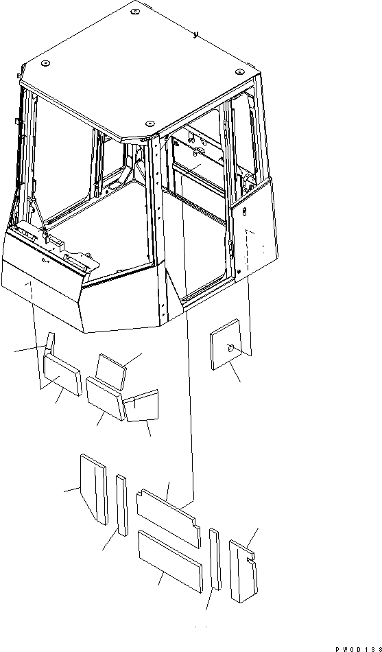 Wheel Loaders Komatsu / WA380-5L S/N A52001-UP(WA380-0E) / ROPS CAB (INSULATION PANELS)(#A52001-A52189)(240180 : K0210-08A0)