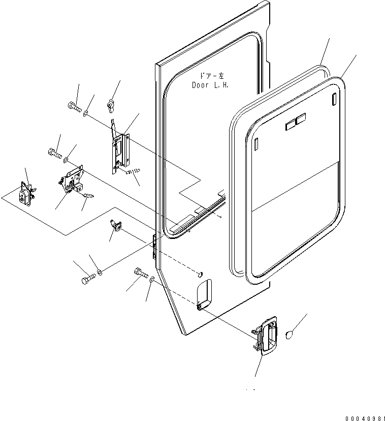 Wheel Loaders Komatsu / WA380-5L S/N A52001-UP(WA380-0E) / ROPS CAB (LEFT DOOR SASH AND LOCK)(#A52001-A52189)(240200 : K0210-10A0)