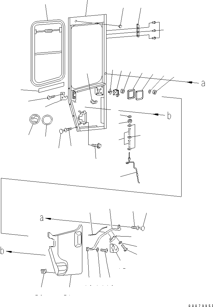 Wheel Loaders Komatsu / WA380-5L S/N A52001-UP(WA380-0E) / ROPS CAB (FRITZMEIER) (RIGHT DOOR SASH AND LOCK)(#A52190-)(240420 : K0210-33A0)