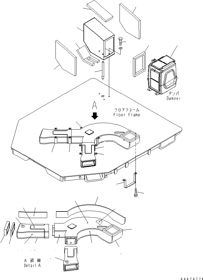 Wheel Loaders Komatsu / WA380-5L S/N A52001-UP(WA380-0E) / FLOOR FRAME (A/C AND HEATER DUCTS)(240820 : K4200-13A0)