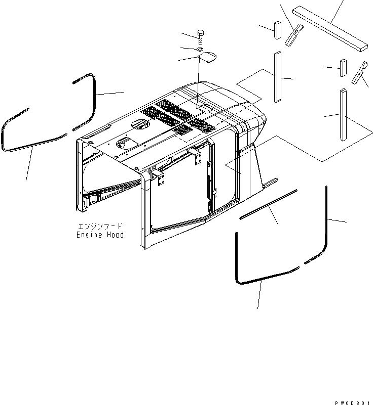 Wheel Loaders Komatsu / WA380-5L S/N A52001-UP(WA380-0E) / HOOD (SEALS AND ACOUSTICAL INSULATION)(270090 : M4100-07A0)