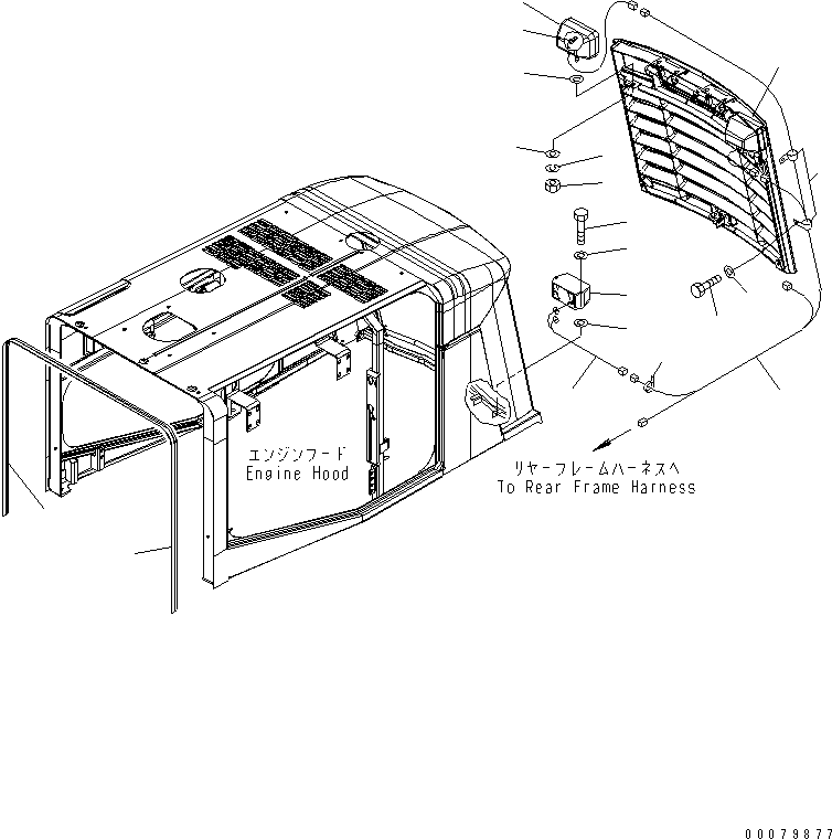 Wheel Loaders Komatsu / WA380-5L S/N A52001-UP(WA380-0E) / HOOD (BACK-UP ALARM AND REAR WORK LAMP)(270110 : M4100-09A0)