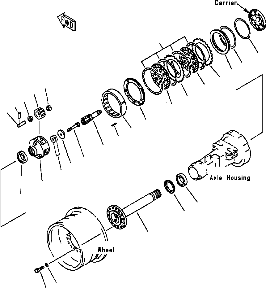 Wheel Loaders Komatsu / WA380-3L S/N A50001-UP(WA3803) / AXLE ASSEMBLY FRONT WHEEL BRAKE AND FINAL DRIVE ASSEMBLY(03-014 : 03-014)