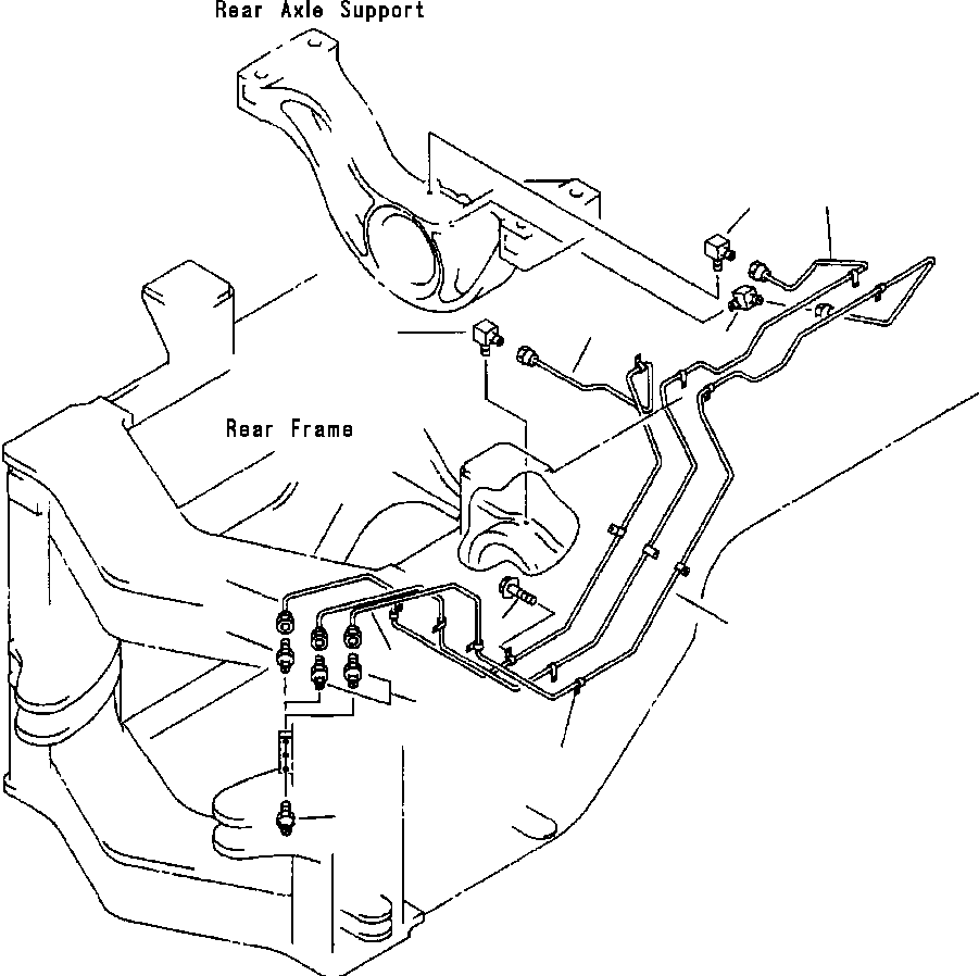 Wheel Loaders Komatsu / WA380-3L S/N A50001-UP(WA3803) / GREASE SYSTEM - REMOTE REAR AXLE SUPPORT(05-044 : 05-044)