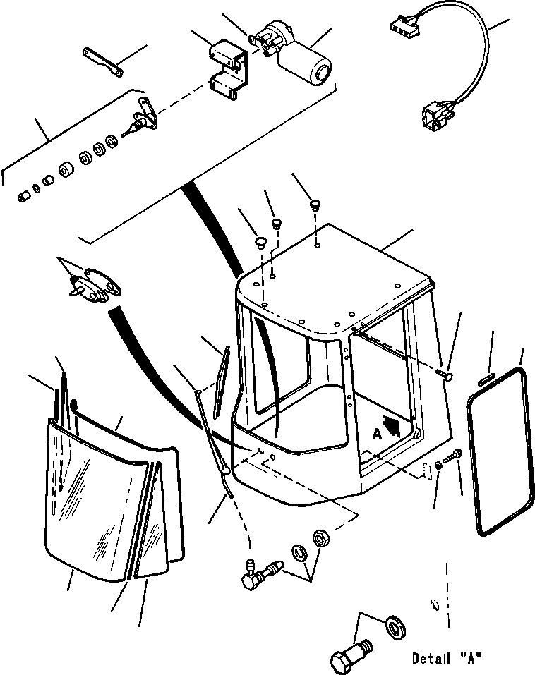 Wheel Loaders Komatsu / WA380-3L S/N A50001-UP(WA3803) / ROPS CAB FRONT GLASS, WIPER AND DOOR SEAL(05-068 : 05-068)