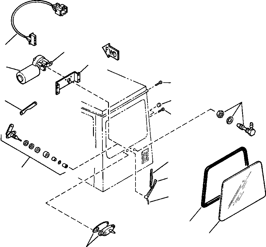 Wheel Loaders Komatsu / WA380-3L S/N A50001-UP(WA3803) / ROPS CAB REAR GLASS AND WIPER(05-070 : 05-070)