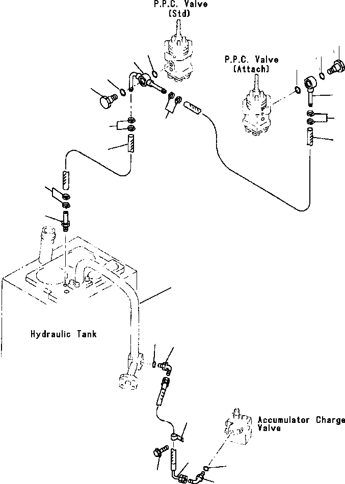 Wheel Loaders Komatsu / WA380-3L S/N A50001-UP(WA3803) / HYDRAULIC PIPING PPC VALVE LINE - DRAIN LINE (3-SPOOL VALVE)(06-066 : 06-066)